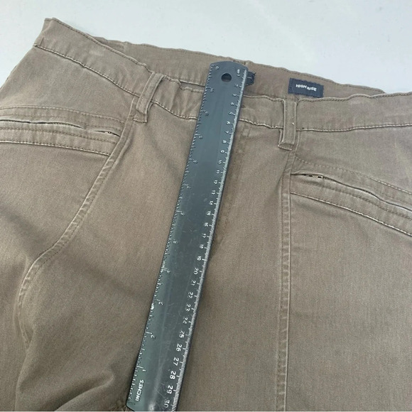 Supplies High Rise Pants Woman 12  Brown Stretch Zip Pockets  Tapered Work - Picture 10 of 11